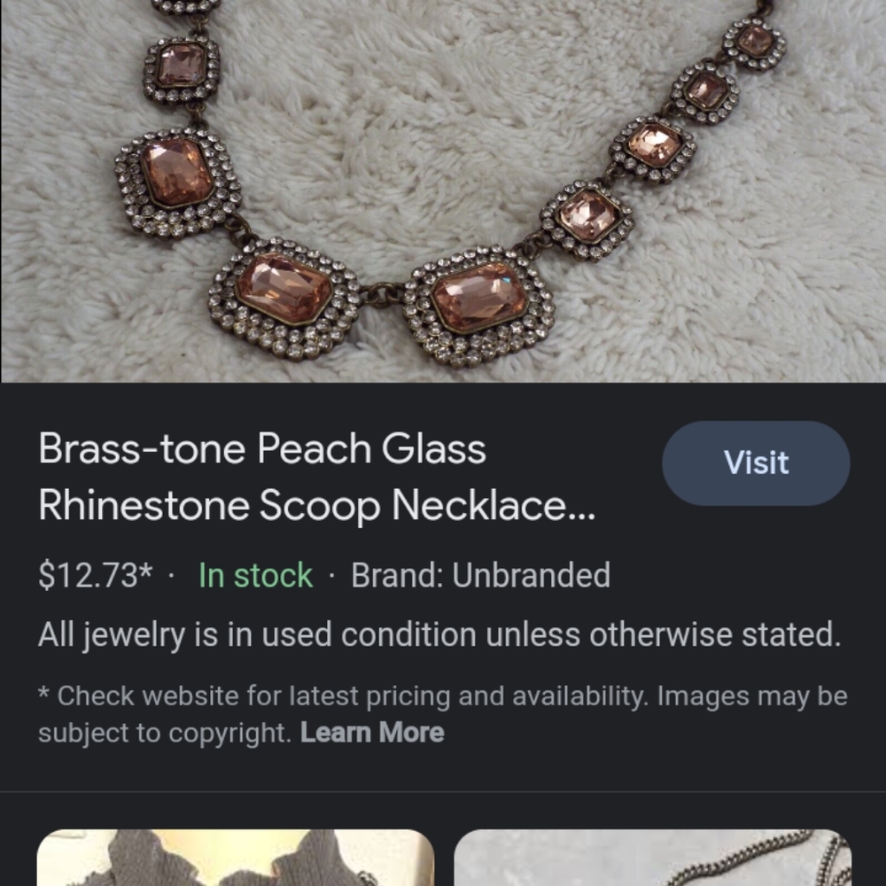 Peach rhinestone necklace